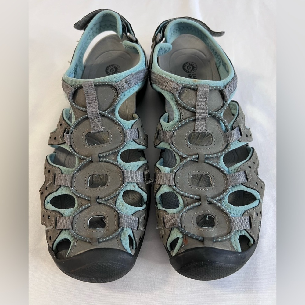 Earth Spirit Women's Sz 10 Grey Blue Closed Toe Outdoor Sporty Sandals‎